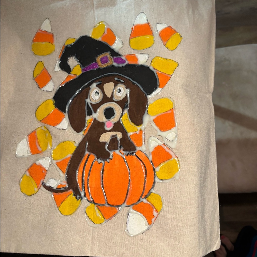Halloween Dog Canvas Tote